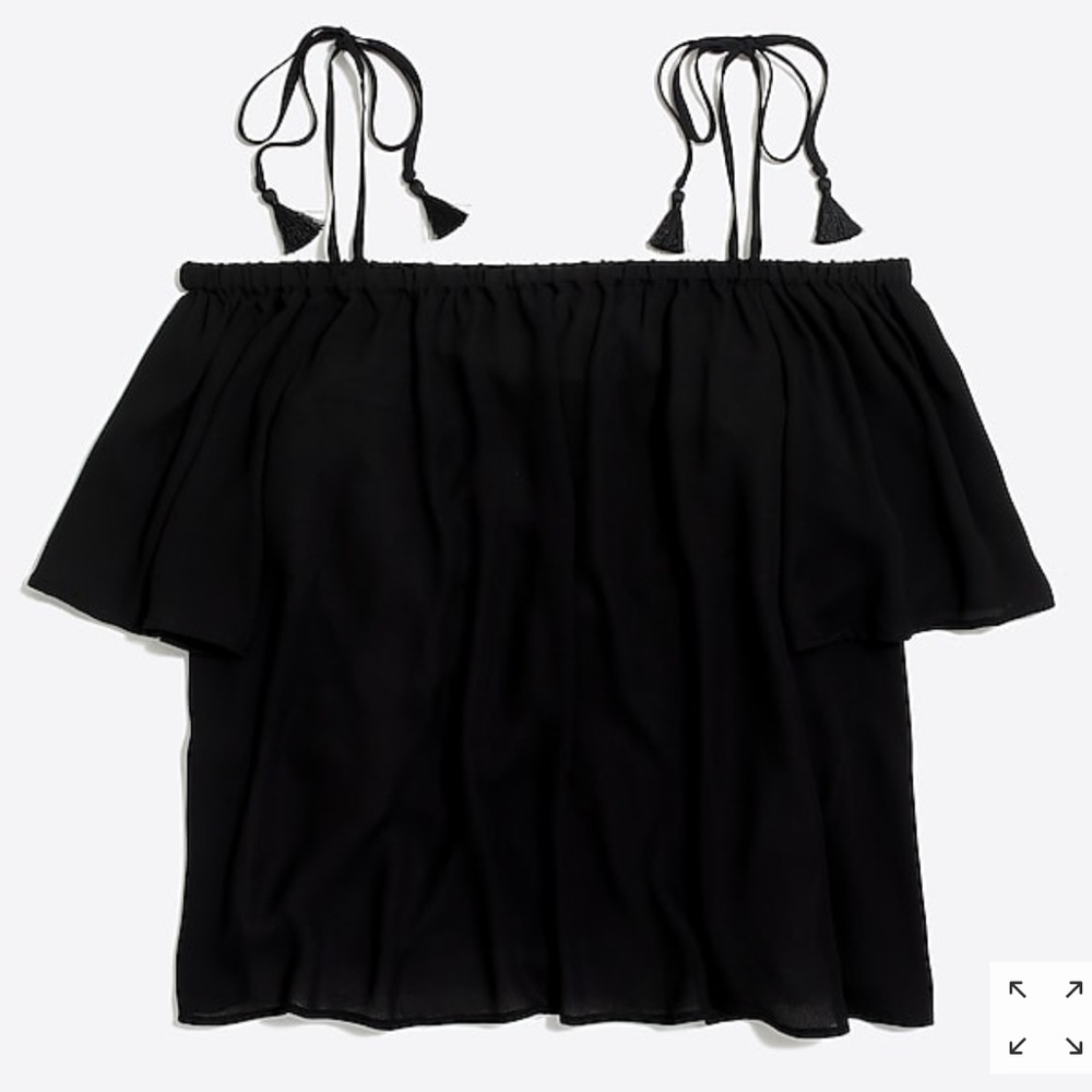 J. CREW Black Tie Cold Shoulder Boho Top Size 8 - Picture 4 of 8